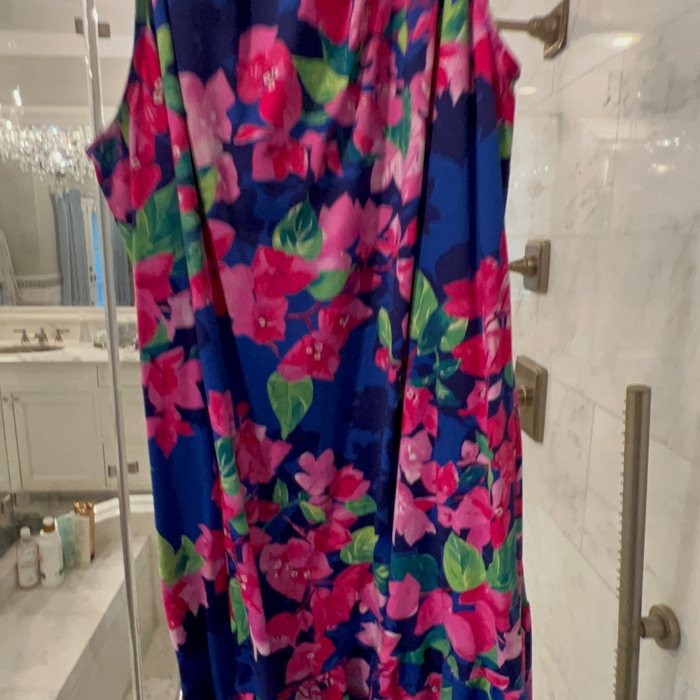 Tommy Bahama Bouganvillea Blue Ruffle Dress - Picture 12 of 16